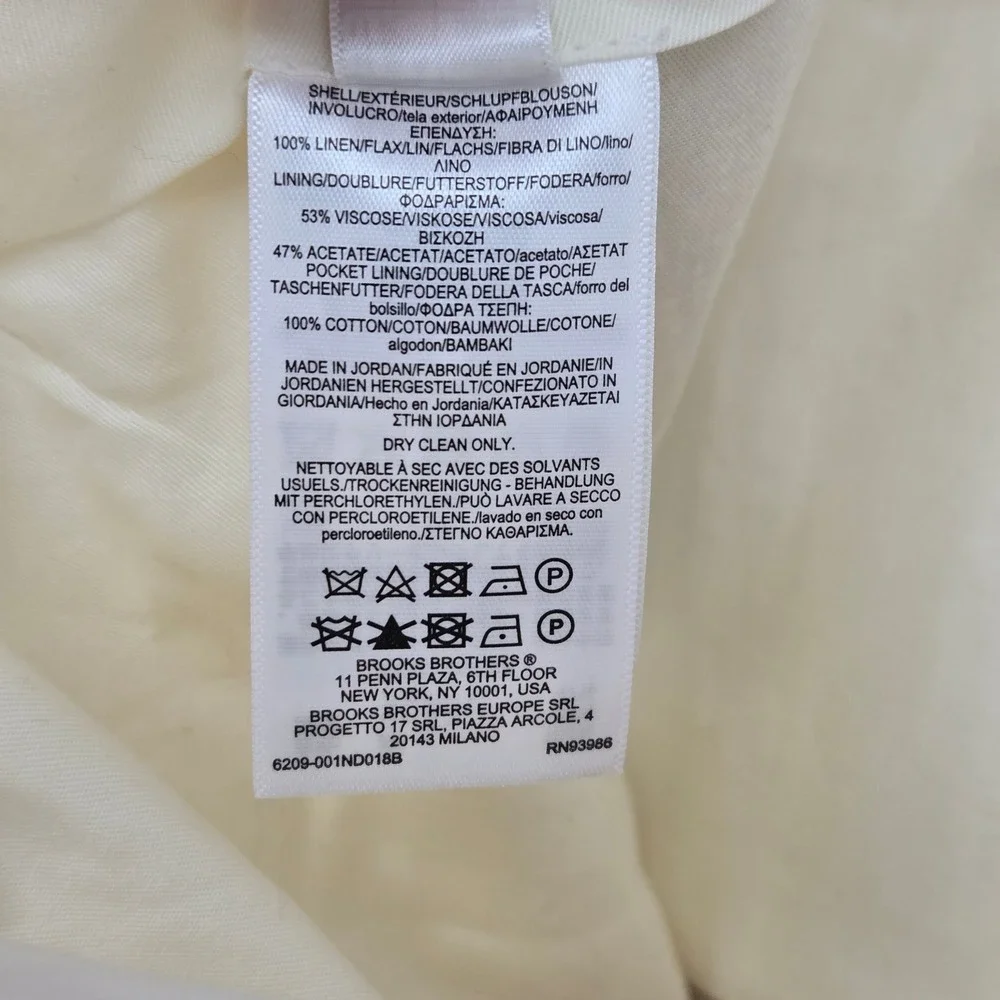 NWT $198 Brooks Brothers Classic Herringbone Linen Trousers Cream Mens 38x30